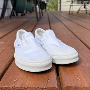 Vans White Slip-On Canvas Sneakers